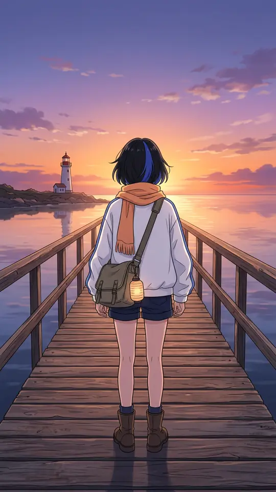 The same shot framed 9:16, Mira centered with room at the top and bottom